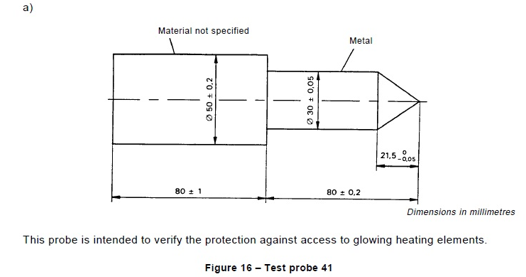 IEC60335-1 क्लॉज 8.1.3 ग्लोइंग हीटिंग एलिमेंट्स टेस्ट प्रोब 41 0