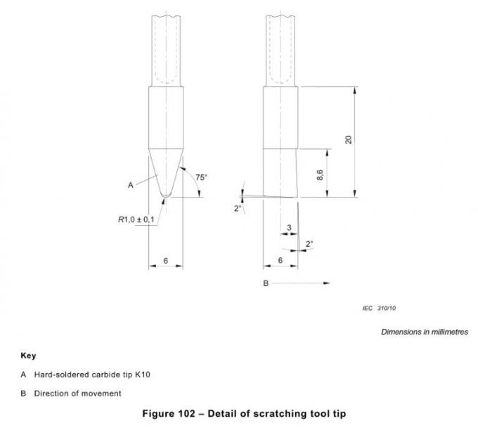 चित्र 102 हार्ड - सोल्डरेड कार्बाइड टिप K10 फ्रिज स्क्रैचिंग टूल टिप IEC60335-2-24 0