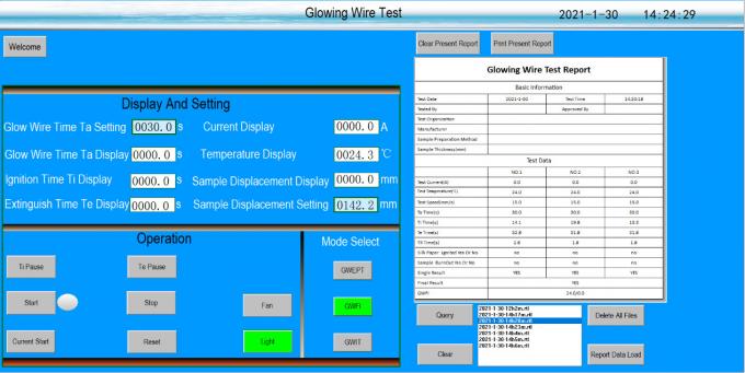 IEC 60695-2-11 ग्लो वायर ज्वलनशीलता परीक्षण चैंबर पीसी नियंत्रण 0
