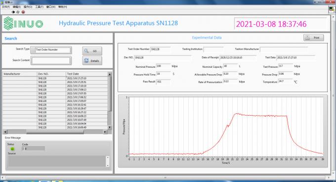 आईईसी 60335-2-21 2.5 एमपीए हाइड्रोस्टेटिक दबाव परीक्षण प्रणाली कंप्यूटर ऑपरेशन 0