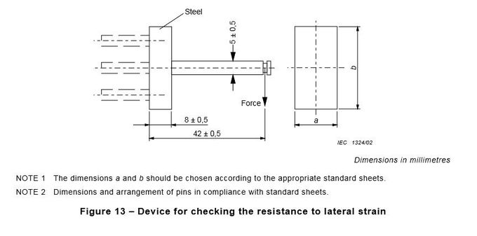 IEC 60884-1 चित्रा 13 स्विच जीवन परीक्षक डिवाइस पार्श्व तनाव 5N बल के प्रतिरोध की जाँच के लिए 0